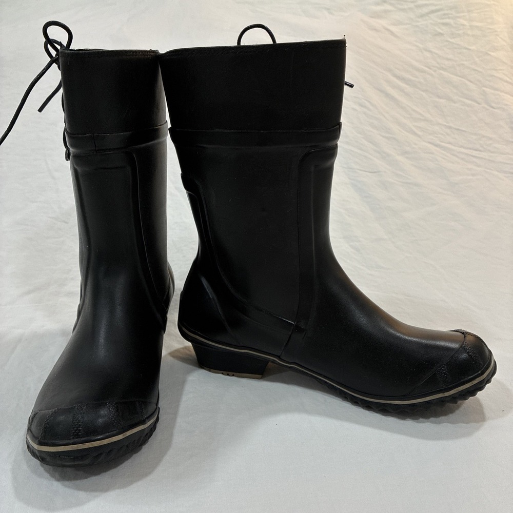 Sorel Rain Boots Womens Size 6.5‎ 1973 Waterproof Black Rubber